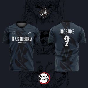 Bandai | 2026 Bandai Demon Slayer Anime INOSUKE NO.9 3D Print Football Jersey for Mens Tshirt Summer Sports Casual Tees Kids/Adult Y2k
