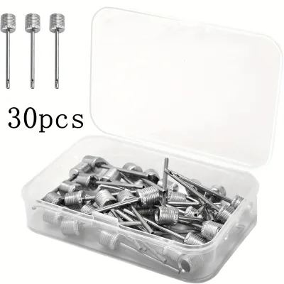 30pcs Sport Ball Pump Needles For Football Basketball Soccer Inflator Stainless Steel Air Pump Pins Adapters
