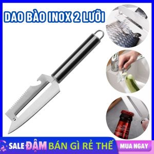 Dao Bào Đa Năng INOX Lưỡi Dài Siêu Bén Kèm Khui Nắp Hộp Đa Năng 5in1 Cao Cấp - Dao Gọt Bào Vỏ  Bào Rau Củ Quả 5 trong 1 Cắt Hoa Quả Bào Lát Mỏng Tiện Lợi / Dao Bào 2 Lưỡi