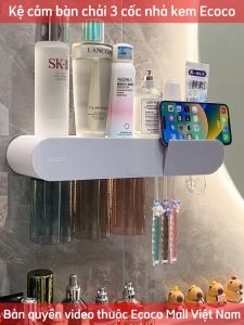 Kệ nhả kem 2 và 3 cốc ECOCO cắm bàn chải kệ để đồ có ngăn kéo từ tính không khoan tường 2022|Kệ nhà tắm thông minh mới
