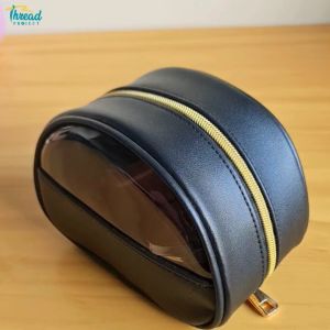 THREAD PROJECTS Black Charm Pouch Travel Toiletry Organizer Skincare Bag Makeup Storage Essentials