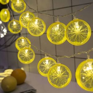 2M 10 LED Lemon Slice Decorative Light String / Net Red Light / Ins Style Room Decoration Wedding Party Home Decoration LED String