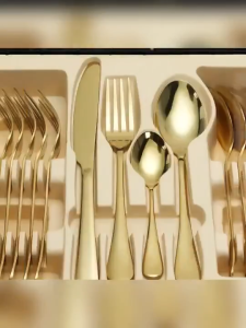 ชุดช้อนส้อม สแตนเลสอย่างดี รวม 24 ชิ้น ช้อน ส้อม มีด พร้อมกล่องสำหรับ วัสดุสแตนเลส แข็งแรงและทนทาน มอบเป็นของขวัญ