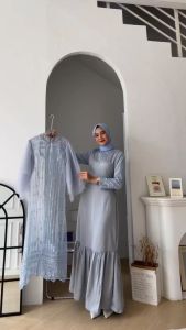NEW Devina Dress Size MLXLXXL Bahan Silk mix Brukat Premium / Gamis Wanita Terbaru / Gamis Kondangan Wanita / Dress Muslim Pesta / Dress Lebaran Wanita Terbaru / Fashion Wanita Muslim
