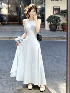 unifittoo | Pretty Sleeveless Blue Dress Slim