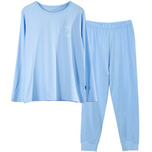 Teenage Boys Modal Cotton Long Sleeve Home Clothes Set Autumn Pants Thin Model Childrens Sleepwear Big Boys Outfit