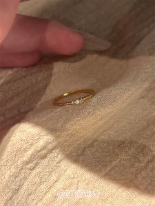 Star And Moon Vintage Gold Plated Zirconia Ring Thin Fashionable Stackable Diamond Flash Ring for Women round Shape Jewelry