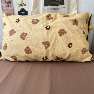 Vỏ Gối Vải Cotton Pha Trộn Dễ Thương Hình Gấu Cổ Điển Phong Cách INS Cho Phòng Ký Túc Xá Sinh Viên Một Người Dùng Một Chiếc