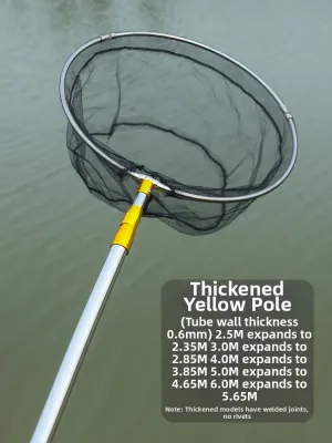 Stainless Steel Folding Net Head Ultra Hard Fish Net Set with Retractable Pole for Fishing Outdoor Camping Travel Gear