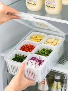 ASCOR | Kitchen Storage Box for Onions Garlic Ginger Fruits and Vegetables with Separate Compartments Sealed and Water-Draining