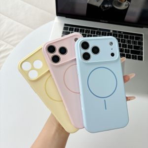 szhaiyu | Orange Liquid Silicone for Magsafe Case for IPhone 17 Air 12 13 14 Pro 15 16 Plus Soft Magnetic Cover for IPhone17 Pro Max