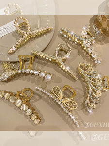 Large Size Metal Hair Claw Womens Simplicity Imitation Pearl Shark Clamp Hair Styling Hair Clip Stylish Hair Accessories