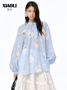 XIAOLI | Lace Embroidery V-Neck Blouse
