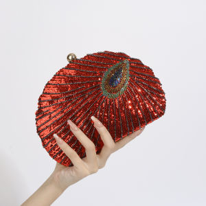 MEIFEI | Chinese Style Heavy Craft Peacock Bead Embroidery Evening Bag