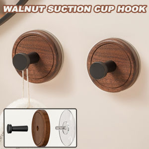 Walnut Suction Cup Hook Wall Mount Towel Rack Reusable Bathroom Robe Organizer Hooks Save Space Home Wall Hanging Rack