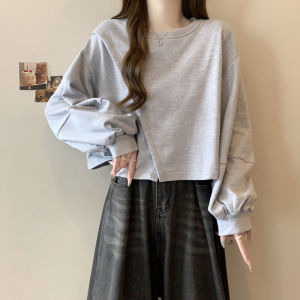 Womens Short Sleeveless Hoodie Spring Autumn Lightweight Loose Long Sleeve Top Small Design Trendy Style Casual Fashion