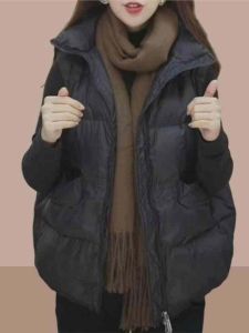 เสื้อกั๊กขนเป็ดฤดูใบไม้ร่วง/ฤดูหนาว สำหรับผู้หญิง 2025 รุ่นใหม่ เสื้อกั๊กผ้าฝ้ายย้อนยุค สำหรับผู้หญิง ขนาดเล็ก เสื้อกั๊กแบบสวมทับ