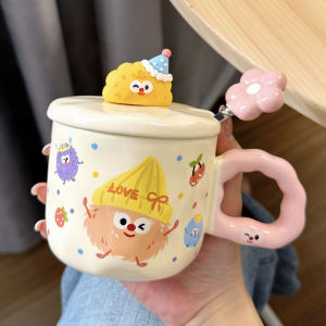 LUXIAOSHI | Cute Ceramic Mug with Lid and Spoon
