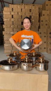 Bộ nồi đức 6 món chính hãng Thiết kế nắp thủy tinh đáy nồi 5 lớp dày dặn từ thép không rỉ phù hợp tất cả mọi loại bếp - Lazada