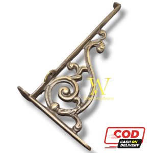 Siku Rak Dinding Kuningan Antik Motif Ukir 22 cm 1 Pcs