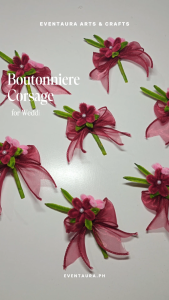 1pc Flower Boutonniere Chest Corsage made of Fuzzywire for Groom Groomsmen & Sponsors Ninong Ninang for Wedding Party Decorations Accessories