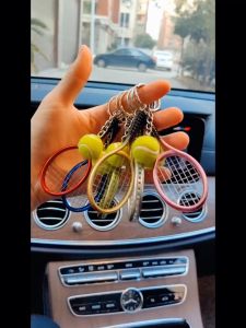 1pc Cute Sport Mini Tennis Racket Pendant Keychain Keyring Key Chain Ring Finder Holer Accessories Gifts for Teenager Fan