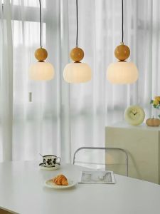 NSWR | Wooden Style French Cream Design Pumpkin Restaurant Chandelier Full Spectrum Eye Protection Home Lighting