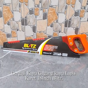 Gergaji Kayu 18" Cap 3 Mata Blitz Gergaji Kayu Gagang Kayu Lapis Karet