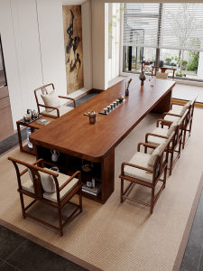 Modern Minimalist Solid Wood Long Table Office Home Living Room Large Board Tea Table Combination Book Desk Integrated Desk