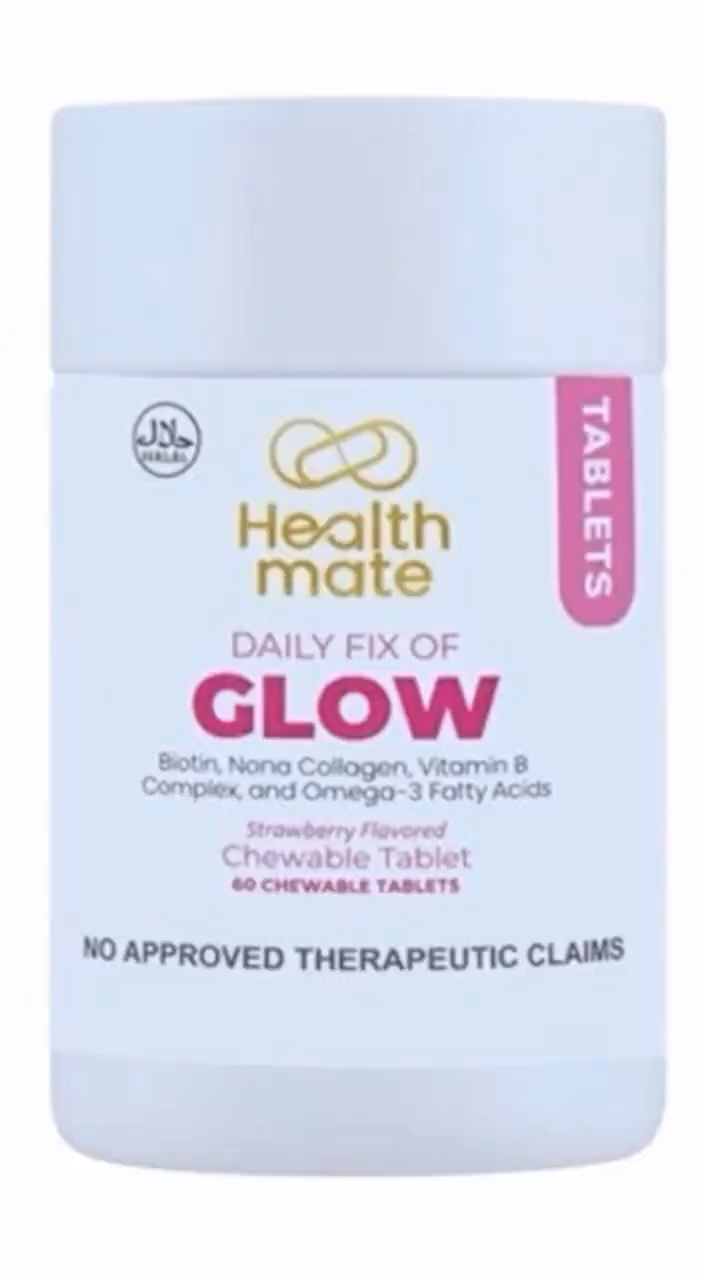 Healthmate GLOW Collagen Multivitamin Complex and Omega Strawberry Flavor 60 Tablets