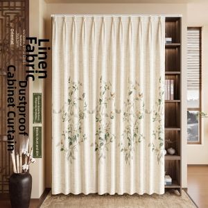 HUAJIANYU | Chinese Linen Dust-proof Curtain for Shelves and Cabinets