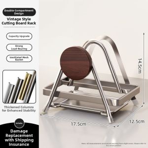 TEM | Water-Draining Anti-Mold Stainless Steel Double Layer Cutting Board Stand