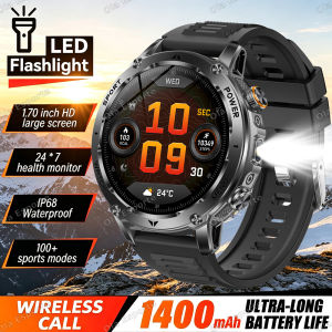 1400mAh Big Battery Smart Watch Men Outdoor GPS Flashlight IP68 Waterproof Bluetooth Call AMOLED Military Sports Smartwatch HT30