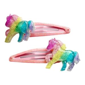Unicorn Hair Clips for Girls Side Bun Baby Hair Accessories No Damage Forehead Clips Childrens Hair Decorations Cartoon Style