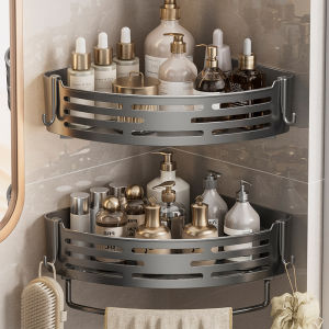 MANJIELI | No-Drill Wall-Mounted Bathroom Storage Rack