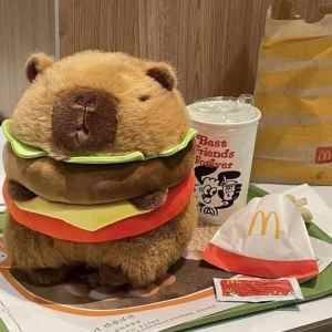 Hamburger Capybara Stuffed Toy