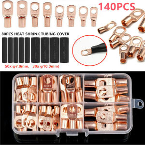 70/240PCS Ring Terminal Cable Shoes Lugs 35mm2 Tinned Copper Lug Wire Eye Connectors Bare 60 Terminals Lugs Wire Copper Kit