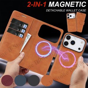 2 In 1 Leather Flip Case for Iphone 17 Promax 16 Pro Max 15 Plus 14 13 12 17E 16E Pm Magnetic Cash Card Holder Wallet Phone Case