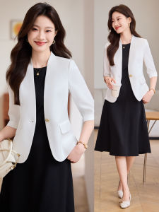 White Suit Jacket with Sleeveless Dress Professional Womens High-End Small Size Western Clothes Inner Dress