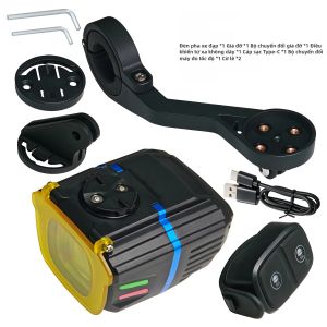 SHIZIWANGRI | Đèn Xe Đạp 2200LM Điều Khiển Từ Xa Không Dây 4000mAh Power Bank Dual-Beam Cut-off Type-C Phụ Trợ 2 Màu Đèn Pha Tay Lái