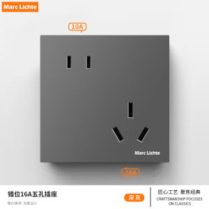 ช่องจ่ายไฟแบบ 86 ช่อง 5 หลุม 16A 2 3 ช่อง สำหรับเครื่องปรับอากาศและเครื่องทำน้ำร้อน กำลังไฟสูง ช่องจ่ายไฟแบบเงาเทาสำหรับใช้ในบ้าน