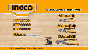 Kìm mỏ quạ mở nhanh 12 inch/ 300mm mở rộng tối đa 60mm INGCO HPP38308