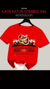 Baju Agustusan Anak Umur 5 - 12 Tahun Tung-Tung Merdeka Kids Blus Katun Combed 24s Aplikasi Sablon M L XL XXL Kaos 17an Anak Gambar Tungtung Sahur Viral Kekinian Blouse Warna Merah Putih Hut RI