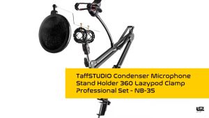 TERBAIK DALAM KELASNYA STAND - TaffSTUDIO Bracket Arm Stand for Mic Condenser Microphone Mikrofon & Phone Stand Holder Adjustable Recording Hitam
