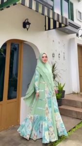 Kannaya Gamis syari Terbaru Modern Murah Elegan Mewah Acara Pesta Kondangan Model Dress Set Jilbab