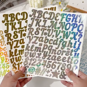Ready Stock ~ 1-Inch Waterproof Glitter Stickers Gold/Silver Alphabets Numbers Symbols