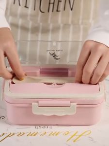 Kotak Bekel Makanan Lunch Box Set Jerami 1000ml Free Sendok Garpu BPA FREE - Wheat Straw Lunch Box