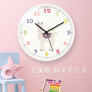 TQJ Cute Childrens Room Wall Clock Silent No Drilling Required Living Room Cartoon Wall Clock Quartz Bedroom Home Use