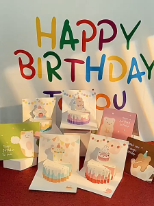 3D birthday cake greeting card Student blessing envelope birthday card Creative surprise cute gift