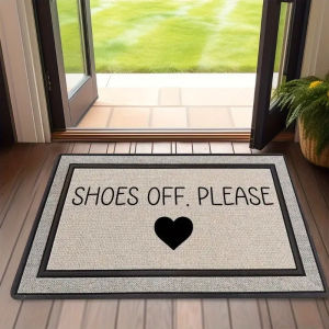 VIKAMA SHOES OFF PLEASE Printed Rug Dirt-Resistant and Easy-Clean Entrance Mat for Hallways and Bedroom Doorways Home Decor